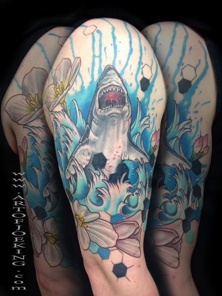 Tattoos - Shark in an Abstract Layout - 84198
